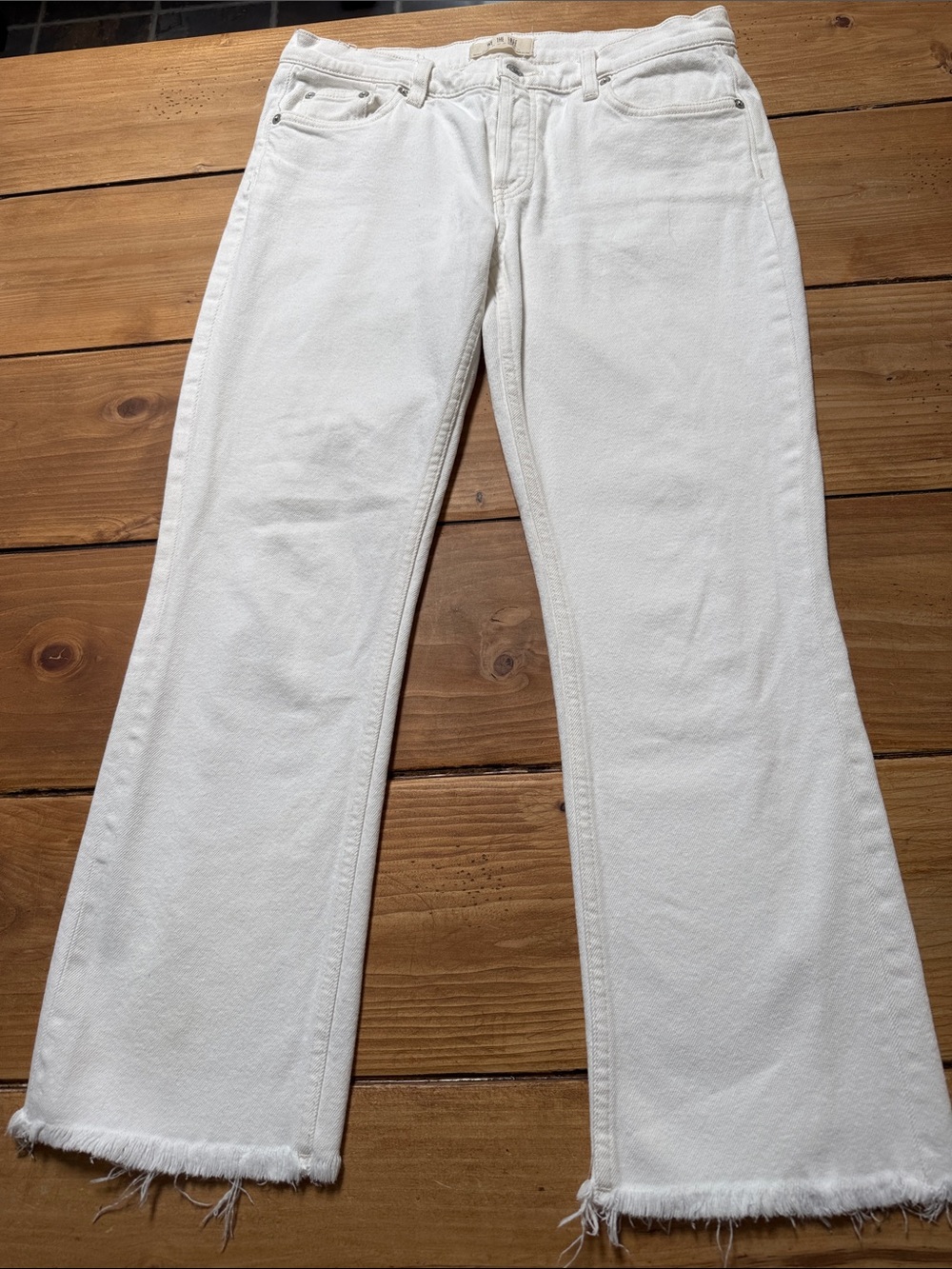 FREE PEOPLE Straight-Leg Jeans with Raw Hem